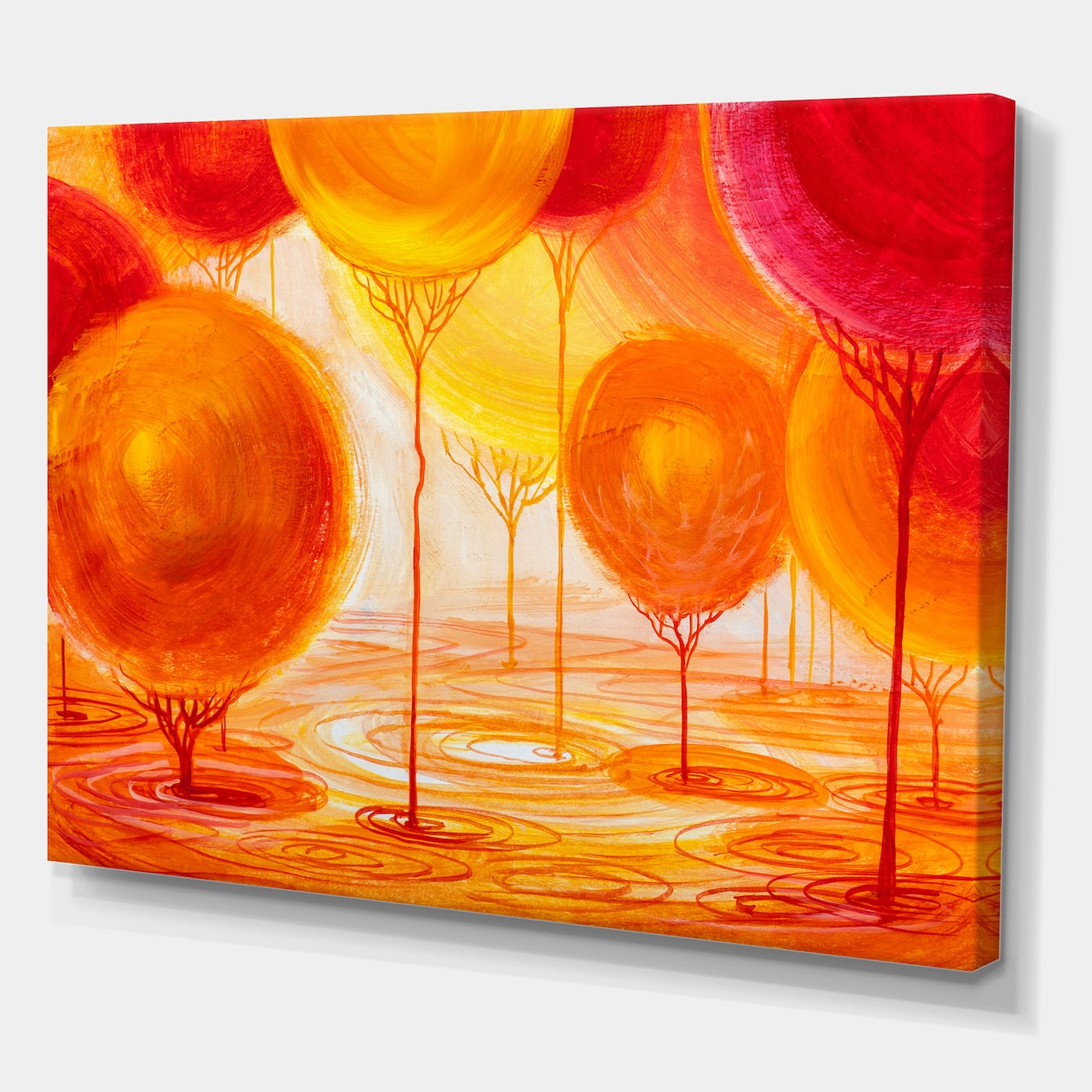 Designart - Colourful Ornamental Trees II - Modern Canvas Wall Art Print
